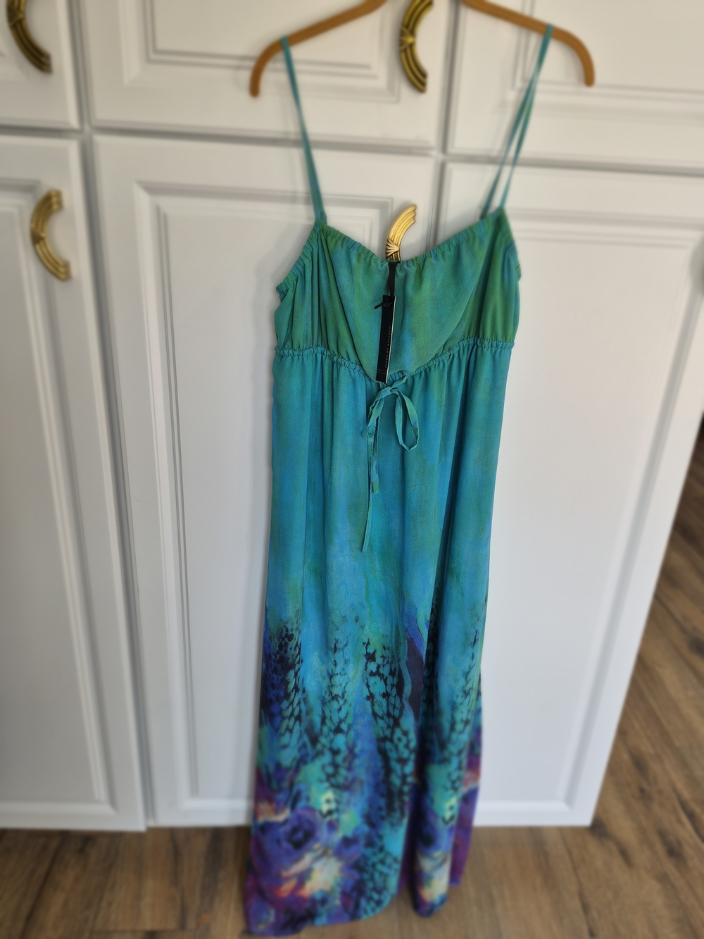 NWT Maxi Dress Empire Adjustable Waist, Spaghetti Straps. 50" L